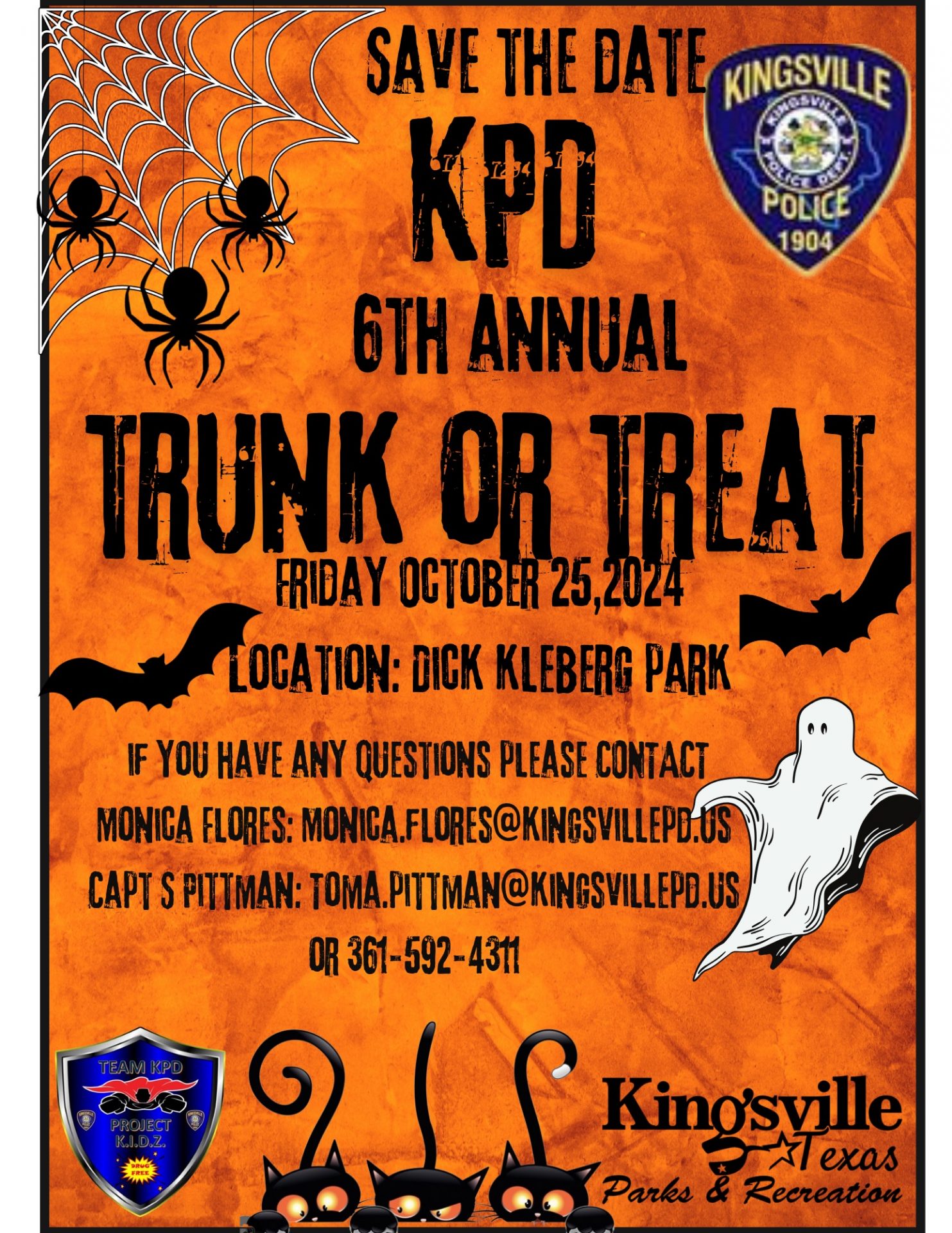 KPD 6th Annual Trunk or Treat Kingsville Visitors Center